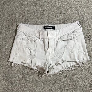 Express White Distressed Jean Shorts